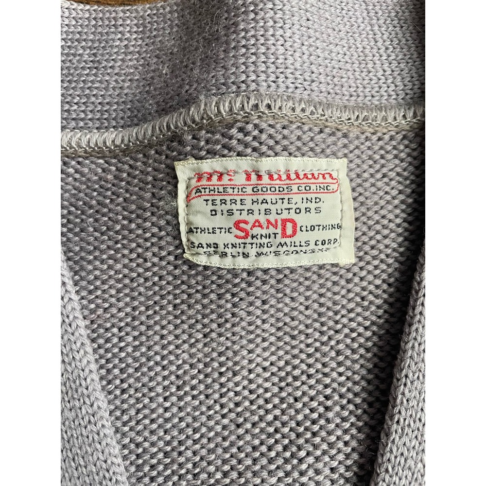 VTG McMillan Sans Knit Varsity Sweater Cardigan Worsted Wool Wrestling Grandpa - Picture 4 of 12